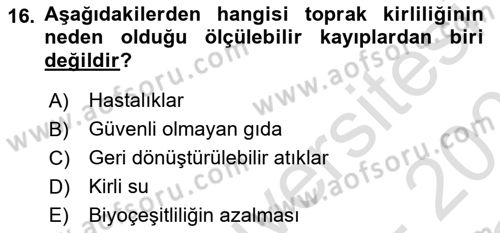 Sürdürülebilir Kentsel Dayanıklılık Dersi 2022 - 2023 Yılı Yaz Okulu Sınav Soruları 16. Soru