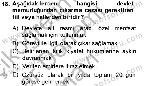 Kalem Mevzuatı Dersi 2013 - 2014 Yılı (Final) Dönem Sonu Sınav Soruları 18. Soru