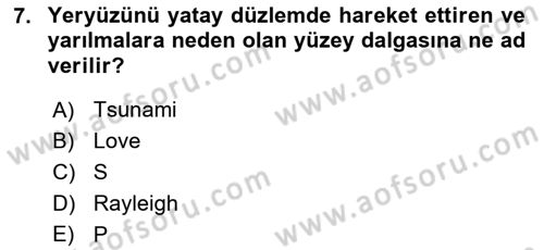 Arama Kurtarma Bilgisi ve Etik Değerler Dersi 2020 - 2021 Yılı Yaz Okulu Sınav Soruları 7. Soru