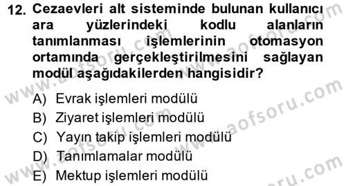 Ulusal Yargı Ağı Projesi 2 Dersi 2014 - 2015 Yılı (Vize) Ara Sınav Soruları 12. Soru