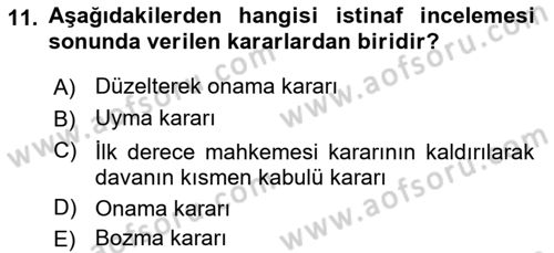 Hukuk Dili Ve Adli Yazışmalar Dersi 2018 - 2019 Yılı (Final) Dönem Sonu Sınav Soruları 11. Soru