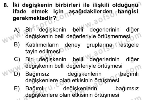 Uluslararası İlişkilerde Araştırma Yöntemleri Dersi 2018 - 2019 Yılı (Vize) Ara Sınav Soruları 8. Soru