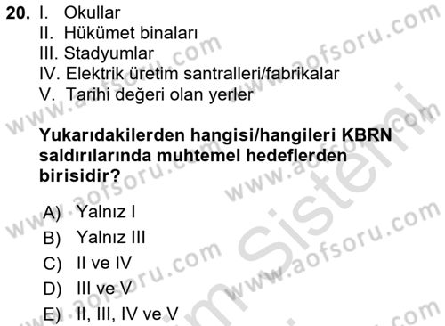 Kbrn Savunma Ve Güvenlik Dersi 2024 - 2025 Yılı (Vize) Ara Sınav Soruları 20. Soru