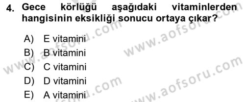 Beslenmenin Temel İlkeleri Dersi 2021 - 2022 Yılı (Final) Dönem Sonu Sınav Soruları 4. Soru