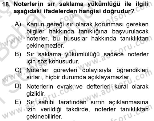 Hukuk Dili Ve Adli Yazışmalar Dersi 2016 - 2017 Yılı (Final) Dönem Sonu Sınav Soruları 18. Soru