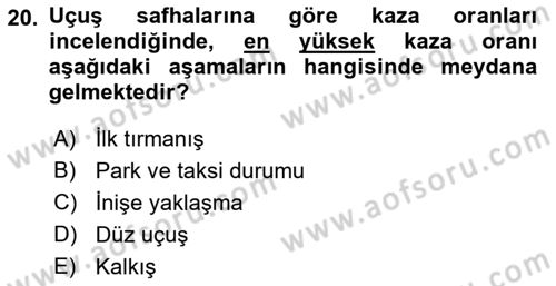 Acil Durum ve Afetlerde Ulaştırma Yönetimi ve Uygulamaları Dersi 2022 - 2023 Yılı Yaz Okulu Sınav Soruları 20. Soru