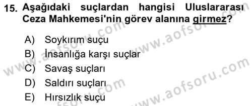 İnsan Hakları Ve Kamu Özgürlükleri Dersi 2021 - 2022 Yılı (Vize) Ara Sınav Soruları 15. Soru