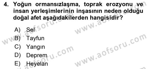 Afet Yönetiminde Sağlık Hizmetleri Dersi 2024 - 2025 Yılı (Vize) Ara Sınav Soruları 4. Soru