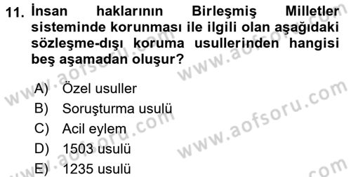 İnsan Hakları Ve Kamu Özgürlükleri Dersi 2016 - 2017 Yılı (Vize) Ara Sınav Soruları 11. Soru