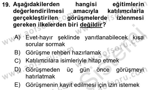 Acil Durum ve Afet Farkındalık Eğitimi Dersi 2019 - 2020 Yılı (Final) Dönem Sonu Sınav Soruları 19. Soru