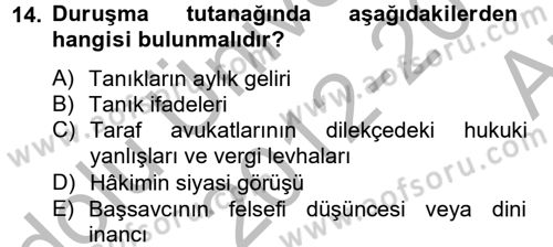 Kalem Mevzuatı Dersi 2012 - 2013 Yılı (Vize) Ara Sınav Soruları 14. Soru