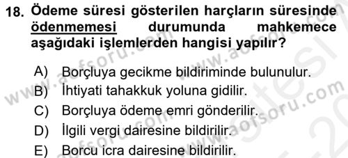 Damga Vergisi Ve Harçlar Bilgisi Dersi 2015 - 2016 Yılı Tek Ders Sınav Soruları 18. Soru