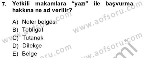 Hukuk Dili Ve Adli Yazışmalar Dersi 2014 - 2015 Yılı (Vize) Ara Sınav Soruları 7. Soru