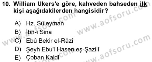 İçecek Bilgisi Dersi 2017 - 2018 Yılı (Vize) Ara Sınav Soruları 10. Soru