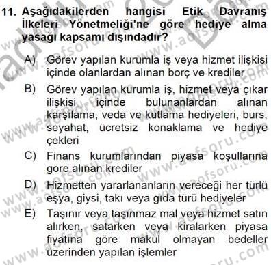Adalet Meslek Etiği Dersi 2015 - 2016 Yılı (Final) Dönem Sonu Sınav Soruları 11. Soru