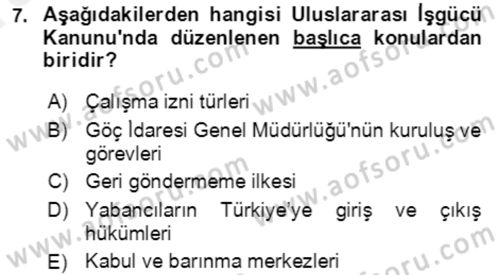 Göç Ve Göçmen Sorunları Dersi 2018 - 2019 Yılı (Vize) Ara Sınav Soruları 7. Soru