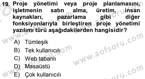 Büro Teknolojileri Dersi 2017 - 2018 Yılı (Vize) Ara Sınav Soruları 19. Soru