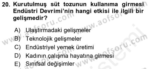 Gastronomi Tarihi Dersi 2018 - 2019 Yılı (Final) Dönem Sonu Sınav Soruları 20. Soru