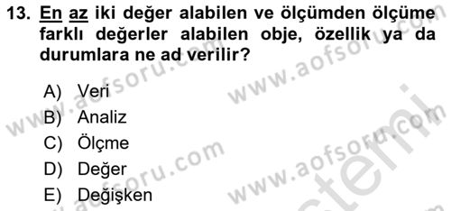Sosyal Bilimlerde Araştırma Yöntemleri Dersi 2025 - 2026 Yılı (Final) Dönem Sonu Sınav Soruları 13. Soru