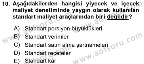 Menü Yönetimi Dersi 2016 - 2017 Yılı 3 Ders Sınav Soruları 10. Soru