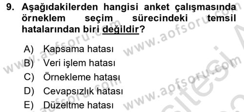 Uluslararası İlişkilerde Araştırma Yöntemleri Dersi 2020 - 2021 Yılı Yaz Okulu Sınav Soruları 9. Soru