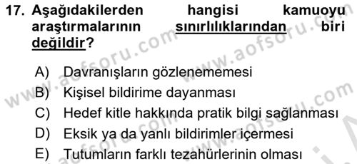 Uluslararası İlişkilerde Araştırma Yöntemleri Dersi 2024 - 2025 Yılı Yaz Okulu Sınav Soruları 17. Soru