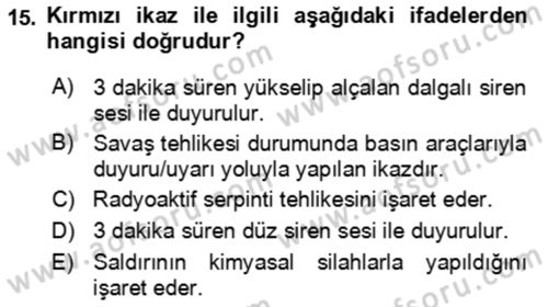 Kbrn Savunma Ve Güvenlik Dersi 2018 - 2019 Yılı 3 Ders Sınav Soruları 15. Soru