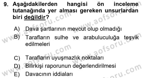 Hukuk Dili Ve Adli Yazışmalar Dersi 2018 - 2019 Yılı Yaz Okulu Sınav Soruları 9. Soru