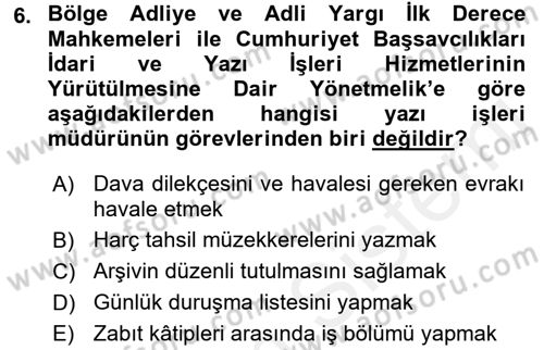 Kalem Mevzuatı Dersi 2017 - 2018 Yılı (Vize) Ara Sınav Soruları 6. Soru