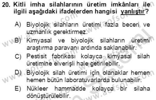 Kbrn Savunma Ve Güvenlik Dersi 2021 - 2022 Yılı (Vize) Ara Sınav Soruları 20. Soru