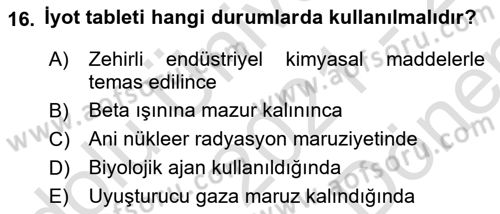 Arama Kurtarma Bilgisi ve Etik Değerler Dersi 2021 - 2022 Yılı (Final) Dönem Sonu Sınav Soruları 16. Soru