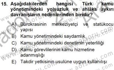 Adalet Meslek Etiği Dersi 2015 - 2016 Yılı (Vize) Ara Sınav Soruları 15. Soru