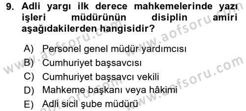 Kalem Mevzuatı Dersi 2017 - 2018 Yılı (Vize) Ara Sınav Soruları 9. Soru