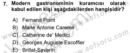 Gastronomi Ve Medya Dersi 2016 - 2017 Yılı (Vize) Ara Sınav Soruları 7. Soru