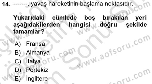 Gastronomi Ve Sürdürülebilirlik Dersi 2021 - 2022 Yılı (Final) Dönem Sonu Sınav Soruları 14. Soru