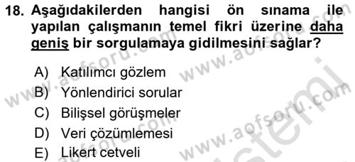Uluslararası İlişkilerde Araştırma Yöntemleri Dersi 2018 - 2019 Yılı 3 Ders Sınav Soruları 18. Soru