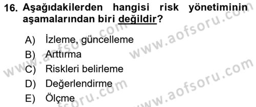 Kent, Planlama ve Afet Risk Yönetimi Dersi 2018 - 2019 Yılı 3 Ders Sınav Soruları 16. Soru