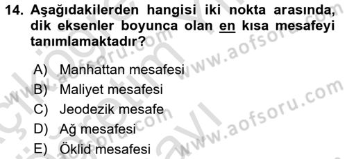 Veri Analizi Ve Değerlendirme Dersi 2023 - 2024 Yılı Yaz Okulu Sınav Soruları 14. Soru