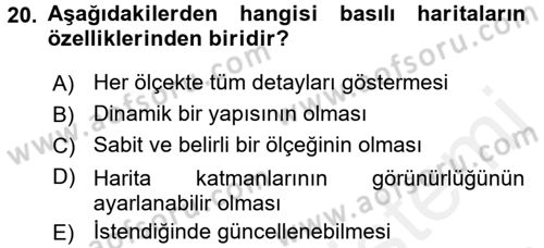 Kent, Planlama ve Afet Risk Yönetimi Dersi 2017 - 2018 Yılı (Final) Dönem Sonu Sınav Soruları 20. Soru