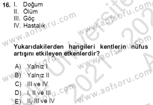 Afet Risk Azaltma Politikaları Dersi 2021 - 2022 Yılı (Vize) Ara Sınav Soruları 16. Soru