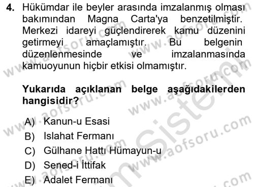 İnsan Hakları Ve Kamu Özgürlükleri Dersi 2020 - 2021 Yılı Yaz Okulu Sınav Soruları 4. Soru