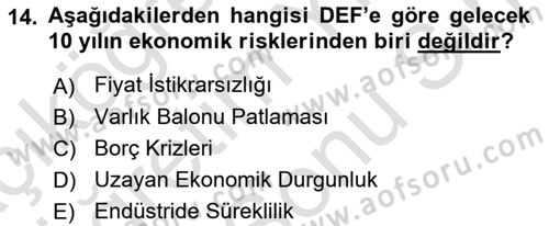 Sürdürülebilir Kentsel Dayanıklılık Dersi 2023 - 2024 Yılı (Final) Dönem Sonu Sınav Soruları 14. Soru