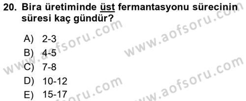 İçecek Bilgisi Dersi 2022 - 2023 Yılı (Final) Dönem Sonu Sınav Soruları 20. Soru