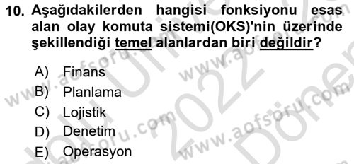 Afet Yönetimi 1 Dersi 2022 - 2023 Yılı (Final) Dönem Sonu Sınav Soruları 10. Soru