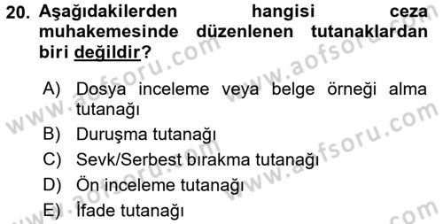 Hukuk Dili Ve Adli Yazışmalar Dersi 2015 - 2016 Yılı (Vize) Ara Sınav Soruları 20. Soru
