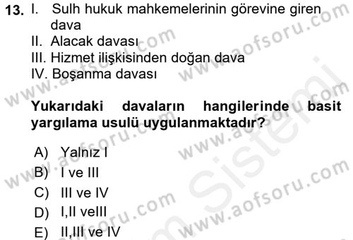 Hukuk Dili Ve Adli Yazışmalar Dersi 2017 - 2018 Yılı (Vize) Ara Sınav Soruları 13. Soru