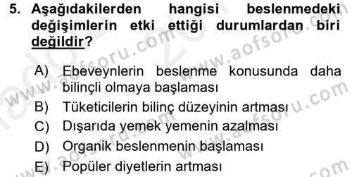 Beslenmenin Temel İlkeleri Dersi 2015 - 2016 Yılı (Vize) Ara Sınav Soruları 5. Soru