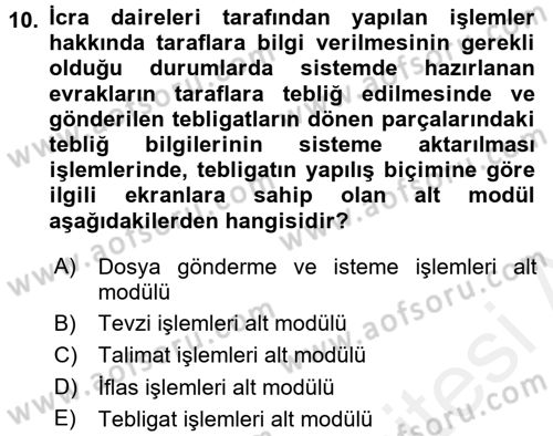 Ulusal Yargı Ağı Projesi 2 Dersi 2017 - 2018 Yılı 3 Ders Sınav Soruları 10. Soru