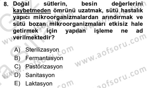 Temel Mutfak Teknikleri Dersi 2017 - 2018 Yılı (Vize) Ara Sınav Soruları 8. Soru