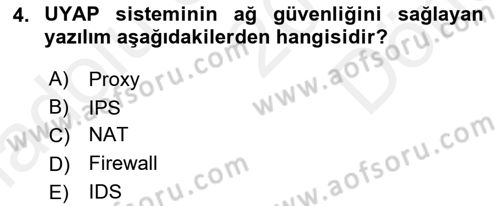 Ulusal Yargı Ağı Projesi 1 Dersi 2018 - 2019 Yılı (Final) Dönem Sonu Sınav Soruları 4. Soru